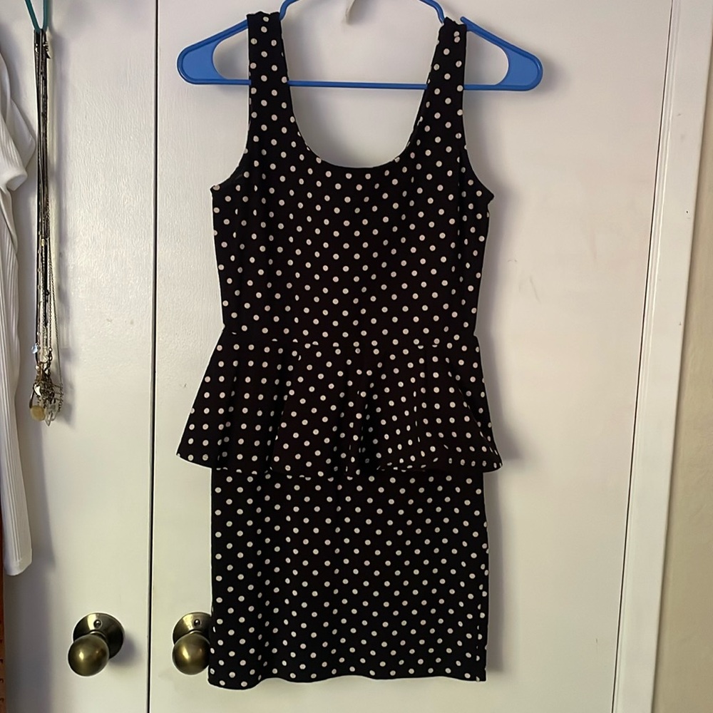 Forever 21 Polka Dot Peplum Dress M